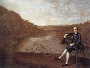 Philip Howard Seated before a panorama of the river Eden at Corby Castle Arthur Devis